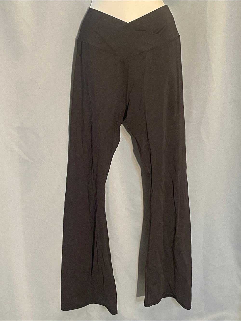 Black V-Waist Flare Pants